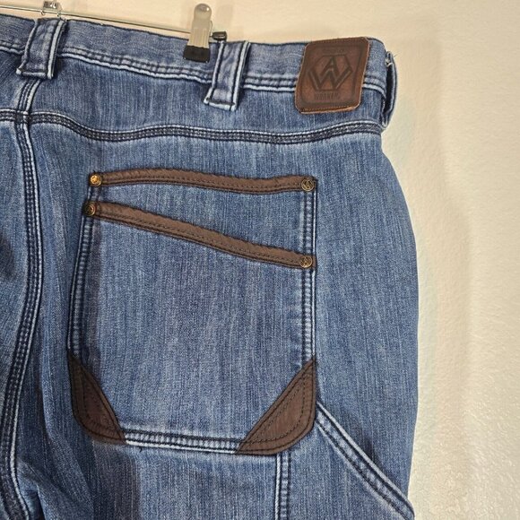 American Worker Denim Jeans Men Size 42 x 30 Cargo Style Medium Wash Casual - Picture 8 of 14